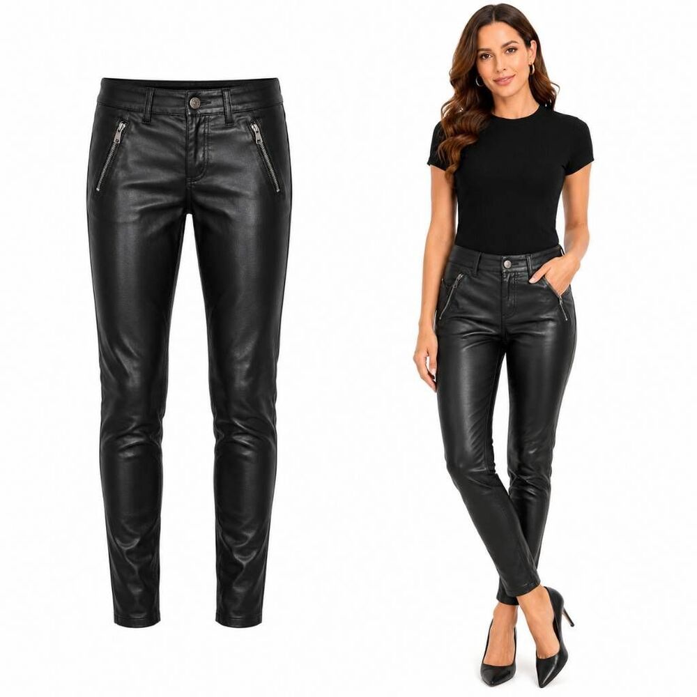 White House Black Market Coated Skinny Leg Pants Black 2R Zipper
